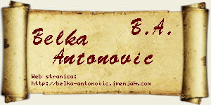 Belka Antonović vizit kartica